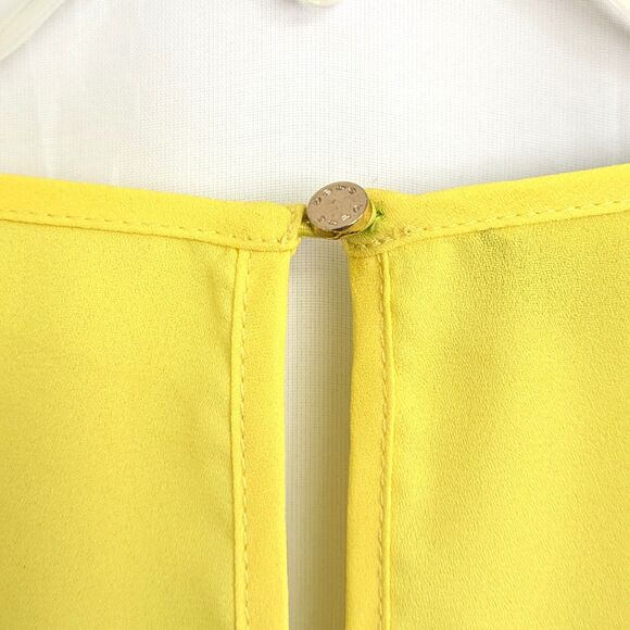 BEBE Yellow Blouse Small Beaded V-Neck Shirred Waist Peasant Top Boho Festival - Picture 10 of 16